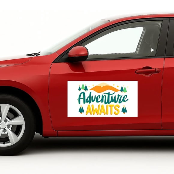 Enseigne Magnétique de Voiture Adventure Awaits par DC / Feuilles Magnétiques Flexibles pour Voiture avec Endos Adhésif / Autocollant Magnétique de Pare-Chocs 12"x24 Pouces pour Véhicules, Camions et Enseignes Publicitaires d'Affaires / 2 Pcs / Fabriqué aux É.-U.