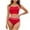 Red, variant on RQYYD Women's High Waisted Bikini Sets Two Piece Swimsuits Sporty Tummy Control Bathing Suit Color Block Swim Suit