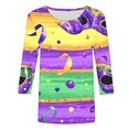 thumbnail image 4 of DDAPJ pyju Mardi Gras Shirts for Women Carnival Themed Party Outfit Mask Graphic 3/4 Sleeve Crewneck Blouse Top Multicolor XXXL, 4 of 5