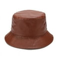 thumbnail image 6 of CoCopeanut Kolam Fashion PU Ember Topi Kulit Memancing Topi Soild Foldable Hiking Topi Hip-Hop Street Tahan Air Panama untuk Wanita dan Pria, 6 of 6
