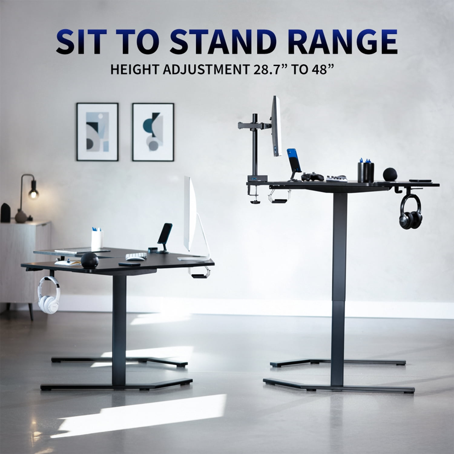 VIVO Black Electric 55" x 55" Corner Standing Desk, L-Shaped Workstation