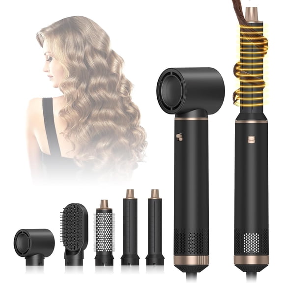 5 in 1 Hair Styler & Hot Air Brush - Air Curling Wrap with Low-Speed Negative Ion Technology, Hair Dryer Brush for Drying, Curling, Straightening & Styling, Hair Styling Tools at Home