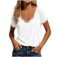 thumbnail image 3 of cocolona Summer Tops for Women Crew Neck Short Sleeve Patchwork T-Shirts Base Tees Casual Trendy Blouses, 3 of 4