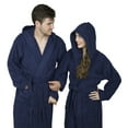thumbnail image 3 of Women 100% Luxury Terry Cotton Hooded Shawl Bathrobe Toweling Spa, 3 of 9