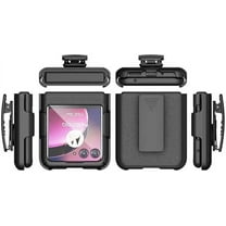 Case with Clip for Motorola RAZR  2023, Thousandgear [Grid Texture] Slim Hard Shell Cover and [Rotating/Ratchet] Belt Hip Holster Combo for Moto RAZR Plus '23 (RAZR 40 Ultra) Black