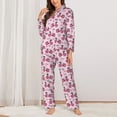 thumbnail image 6 of Salouo Bike with Donut Wheels Pattern Women's Pajamas Set Long Sleeve Button Down Sleepwear Soft Pj Lounge Sets for women 2 Piece Pjs Set with Long Pants -Small, 6 of 8