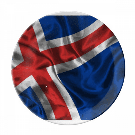 

Silk Texture Iceland Flag Pattern Plate Decorative Porcelain Salver Tableware Dinner Dish