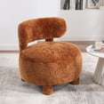 thumbnail image 3 of Timbernest Armless Accent Chair, Modern Sofa Side Chair with Curved Wingback and Solid Wood Legs, Decorative Chair for Living Room, Comfy Upholstered Makeup Chair for Bedroom, Khaki Fur, 3 of 8