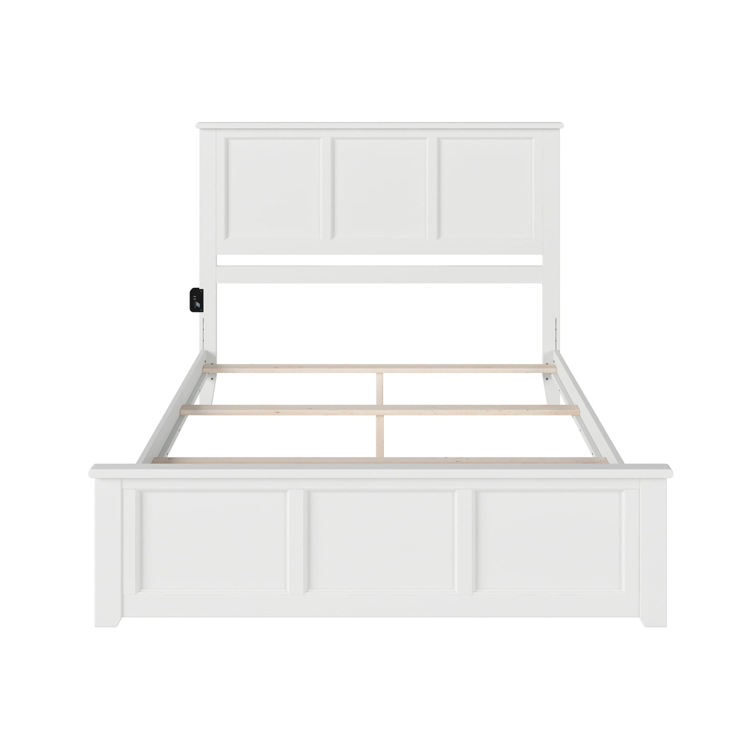 HomeStock Tuscan Treats King Size Foundation Bed Frame with Matching Footboard & USB Charger in White