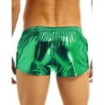 thumbnail image 4 of zdhoor Men's Holographic Shiny Metallic Low Rise Boxer Shorts Swim Trunks Underwear Swimsuit Green XL, 4 of 6