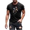 thumbnail image 2 of Jinhomg Mens Big and Tall Summer Tees Casual Comfy Short Sleeve Round Neck T-Shirts Novelty Funny Graphic Print Tops Daily Wear Holiday Black L, 2 of 5