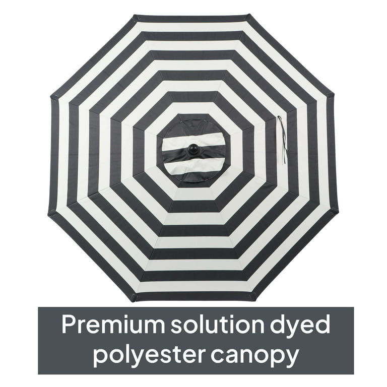 better homes and gardens patio umbrella black and white Better Homes & Gardens Premium 9' Stripe Round Market Patio Umbrella, Crank  Lift, 3-Angle Tilt
