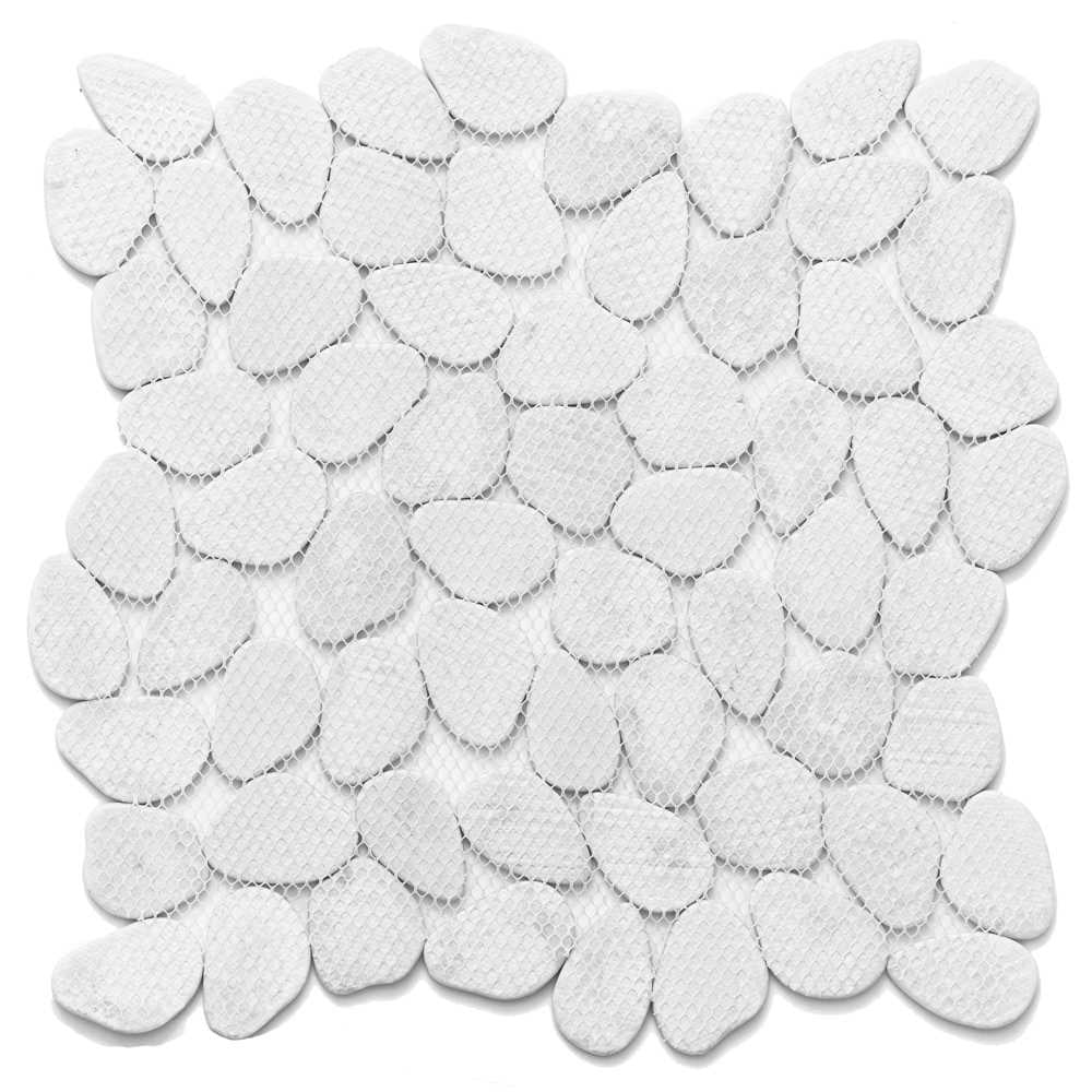 The Tile Life Recycled Cenote Pebble 13" x 13" Blanco Matte Glass Mosaic Tile Sample 1 Piece