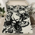 thumbnail image 2 of Manfei Moth Butterfly Twin Sheet Sets for Kid, Gothic Skull Skeleton Twin Fitted Sheet, Vintage Flower Floral Flat Sheet, Lightweight Room Decor, 3-Piece, 2 of 7