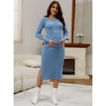 thumbnail image 6 of DARING DIVA Women's Maternity Sweater Ribbed Dress 2-Piece L Blue, 6 of 8