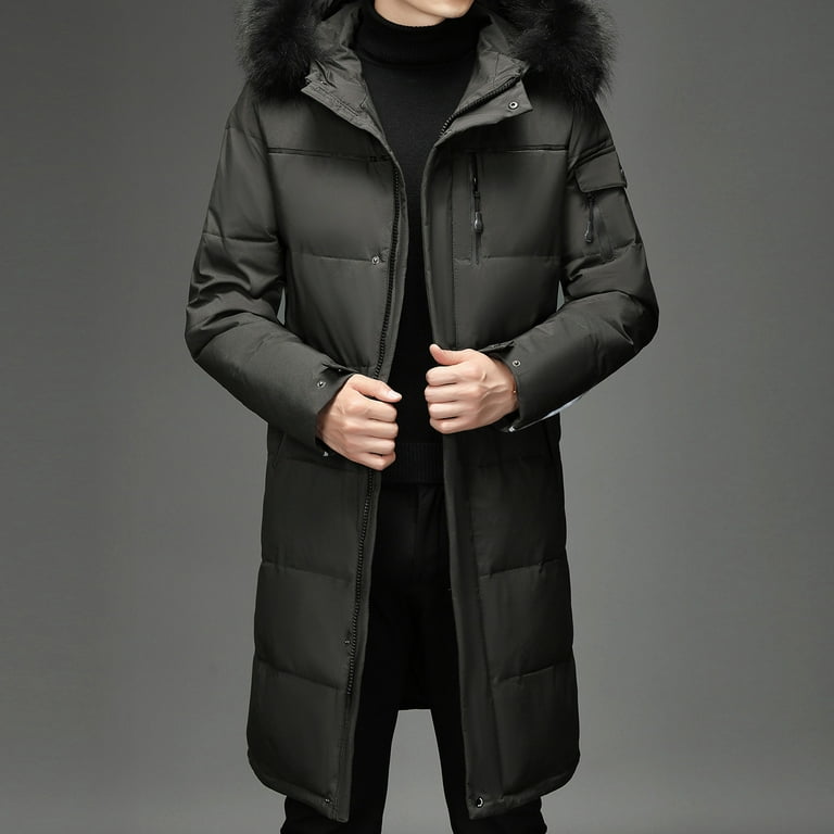 CHEEREAM Men's Extra Long Parka Winter Coats Hooded Puffer