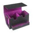 thumbnail image 1 of Caja para baraja de cartas para más de 400 tarjetas, práctico estuche para tarjetas de cuero PU, caja de almacenamiento para tarjetas Púrpura, 1 of 8