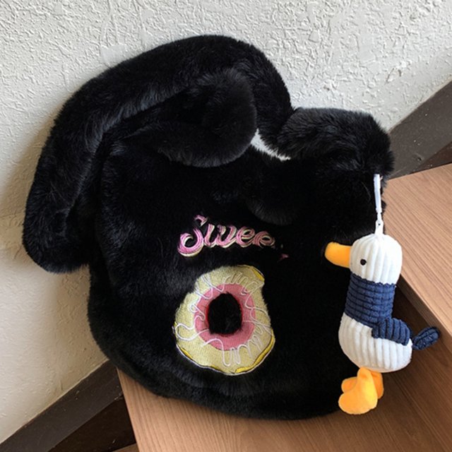 Bolso Hobo de felpa para mujer bolso tipo cartera peludo de piel sintética bolso de citas para mujer de gran capacidad