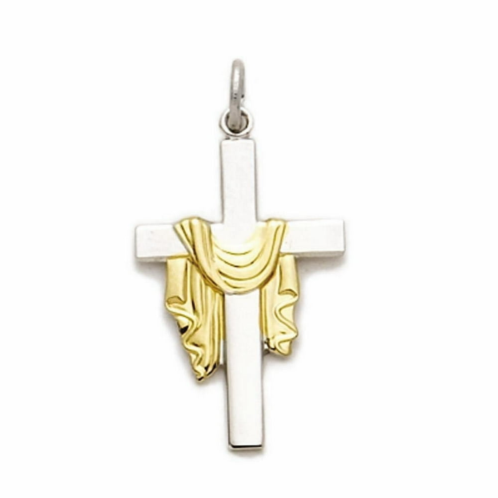 SINGER .925 Sterling Silver cross crucifix with Gold Finsh Draped