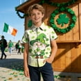 thumbnail image 5 of Boys St Patricks Day Shirt with Gnome & Shamrock Print, Short Sleeve Button Down, Comfortable Stretch Fabric, Sizes 2T-14Y,Size 2 T, 5 of 7