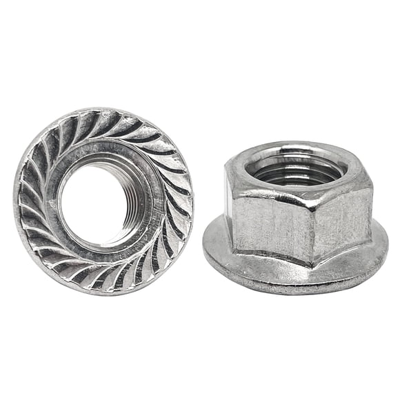 EcoNesxp 4pcs Silver 304 Stainless Steel Flange Nuts Hexagon Lock Nuts Fine Tooth M14 Pitch Stainless Steel Flange Nuts Hexagon Lock Nuts