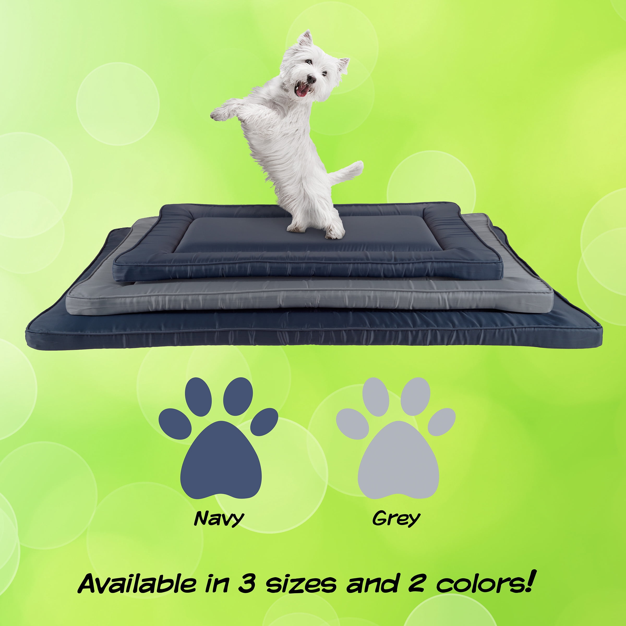 Waterproof Dog Bed - 28x18 Pet Bed with Raised Edge - Easy-To-Clean Multi-Purpose Crate Mat for Home and Car Travel by PETMAKER (Gray)