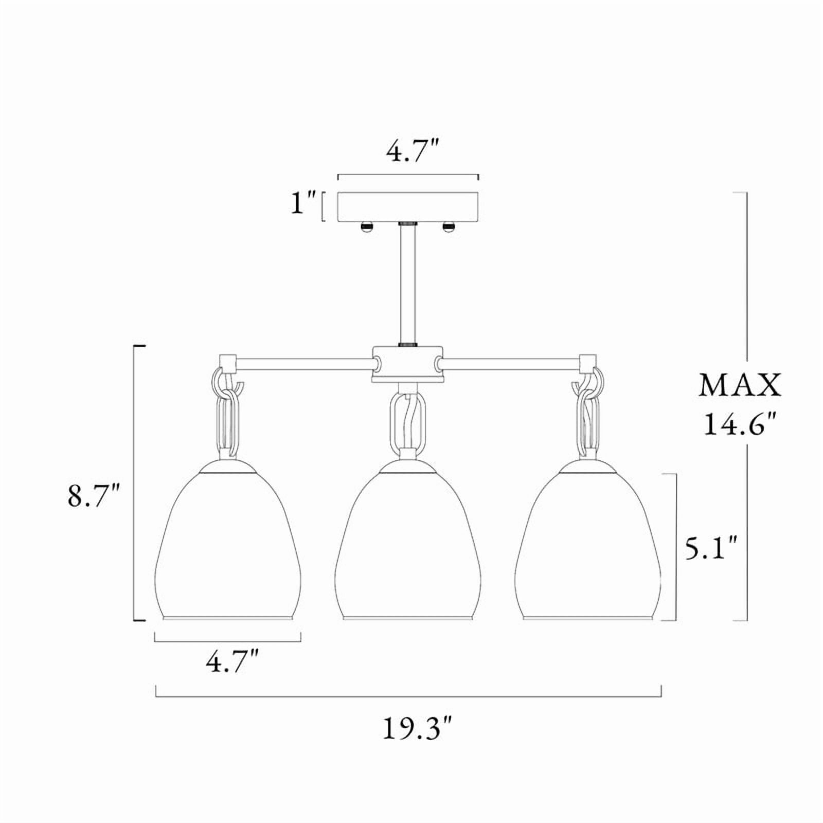 LNC 19.3" 3-Light Semi Flush Mount Ceiling Light,Polished Gold Water Glass Light Fixture for Kitchen,Living Room