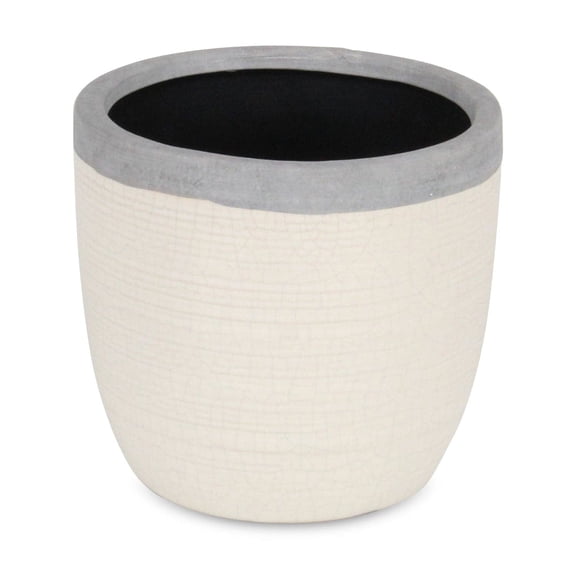 Cheungs White Ceramic Mosaic Style Glazed Pot Large