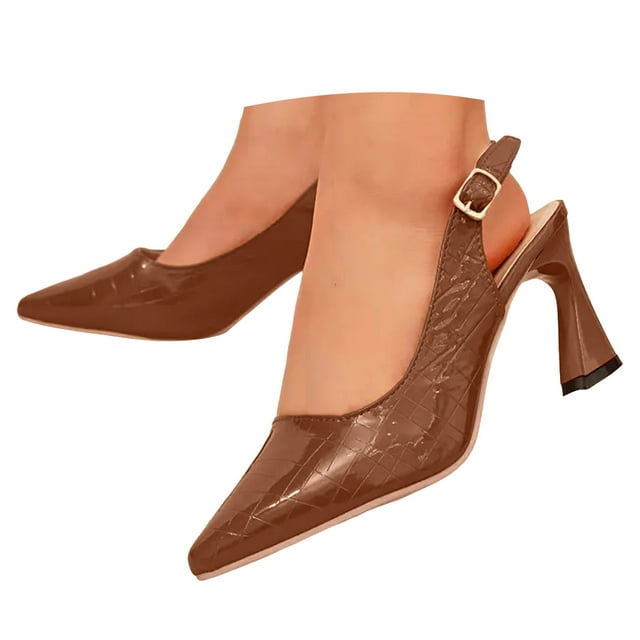 Mepaouo Escarpins à Talons Chaton à Bride Arrière pour Femmes, Bout Pointu Fermé, Stilettos, Mariage, Fête, Robe