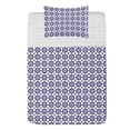 thumbnail image 1 of Trellis Blue Microfiber Bedspread Set, Floral Inspired Dutch Themed Ornaments Symmetric Mosaic Repetition Print, Soft Bedding Set with Pillow Shams & Comforter, 3 Sizes, Indigo and White, by Ambesonne, 1 of 1