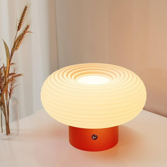 FANHAO Touch Bedside Table Lamp,4000mAh,3-Color Dimmable,Rechargeable Mushroom Lamp for Bedroom