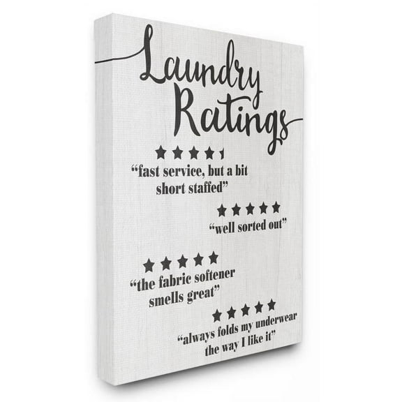 Stupell Industries Laundry Rating Five Star Bathroom Funny Word Design Canvas Wall Art by Daphne Polselli