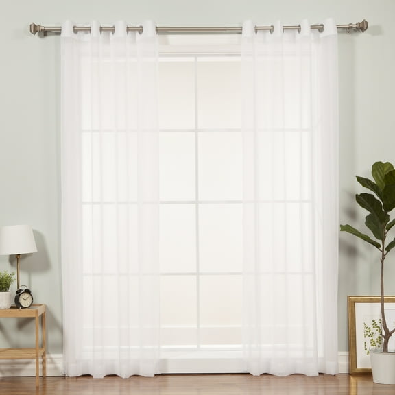 Quality Home Sheer Voile Grommet Curtain Pair