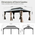 thumbnail image 6 of Domi 12' X 18' Permanent Gazebo Pavilion, Metal Hardtop Gazebo with Galvanized Steel Double Roof Canopy, Built-in Drainage Gutter, Curtain and Netting，Brown, 6 of 6