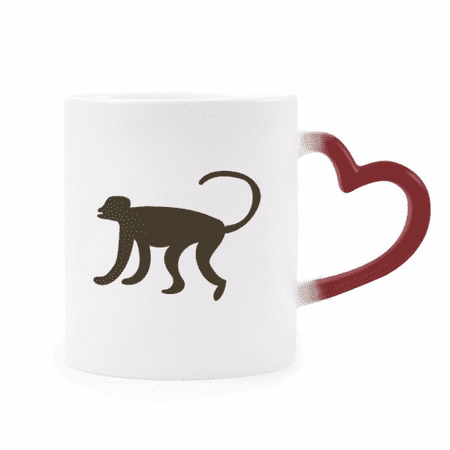 

Black Monkey Animal Portrayal Heat Sensitive Mug Red Color Changing Stoneware Cup