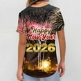 thumbnail image 4 of Womens Scrub Top Short Sleeve V Neck Scrub Top 2026 Happy New Year Print Nursing Work Uniform T Shirts with Pockets, 4 of 5