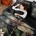 thumbnail image 4 of Homewish Hippie Dragonfly Bedding Comforter Set 7pcs, Rustic Boho Animal King Bedding Sets, Jungle Plant Botanical Reversible Bed Sheets, Ultra Soft Bedroom Decor, 4 of 7