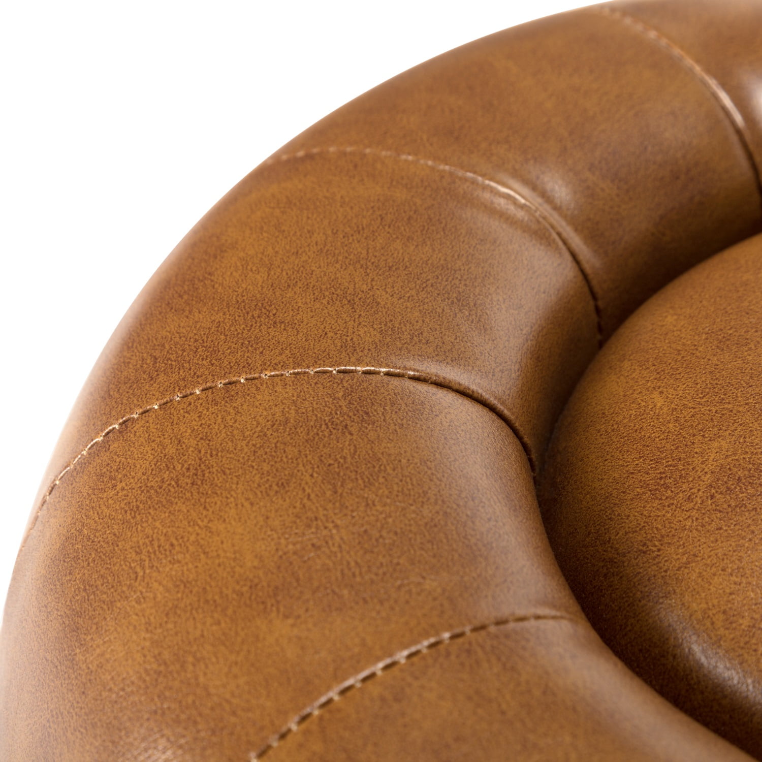 Kadyn 17.3" Round Ottoman, Small Step Stool for Couch, Desk, Modern PU Upholstered Footstool for Living Room, Brown Kadyn 17.3" Round Ottoman, Small Step Stool for Couch, Desk, Modern PU Upholstered Footstool for Living Room, Brown