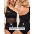 thumbnail image 2 of NICEGOU Women's One Piece Swimsuit Tummy Control Bathing Suit Ruched Asymmetric Neck One Shoulder Strap Mesh M, 2 of 4