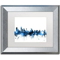 Trademark Fine Art "Liverpool Skyline White" Canvas Art by Michael Tompsett, White Matte, Silver Frame