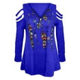 thumbnail image 4 of Pompotops Mode Femmes Imprimé Manches Longues V-Cou Fermeture Éclair Casual Tops T-shirt, 4 of 4