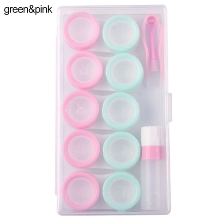 1/5 Pair Simple Transparent Leakproof Storage Easy Carry Portable Glasses Box Contact Lenses Case Travel Eyewear Kit Organizer Container GREEN&PINK 5 PAIRS