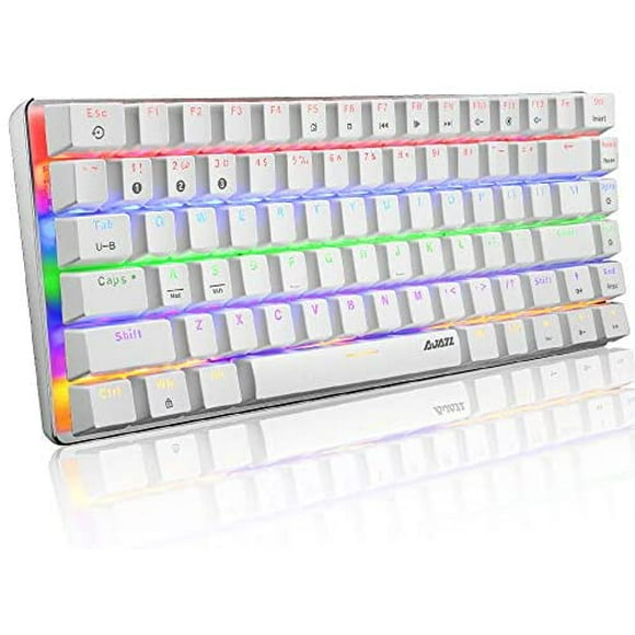 Wired/Wireless Mechanical Gaming Keyboard Rechargeable with Anti-ghosting Compact 82 Key 18 Rainbow Backlight Bluetooth