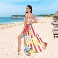 thumbnail image 6 of FORMRS Womens Beach Sarong Semi-Sheer Bikini Wrap Skirt Swimsuit Cover-ups, White Striped Lemon, 6 of 7