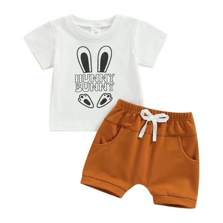 

Baby Boy Easter Outfit Bunny Short Sleeve T-Shirt Tops Shorts Set 2Pcs Summer Casual Clothes