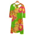 thumbnail image 4 of Robe Évasée Florale à Col Carré Élégante Mode Féminine Imprimée Robe Florale à Fleurs, 4 of 5