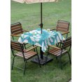 thumbnail image 4 of Outdoor Tablecloth with Umbrella Hole for Patio/Picnic/Party/Camping, Teal Cyan Leaves Waterproof Table Cloth Square Cover Washable, Farmhouse Botanical Branch Vintage Boho Leaf (60"x 60"), 4 of 9
