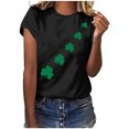 thumbnail image 1 of Bowake T-Shirt Trèfle de la Saint-Patrick pour Femmes Col Rond Imprimé Trèfle Tee Décontracté Manches Courtes Festival T-Shirts, 1 of 7