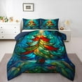 thumbnail image 3 of Homewish Hippie Christmas Tree Queen Comforter Set, Tribal Mandala Bedding Sets, Southwestern Theme Reversible Bedding Comforter Set, Breathable Home Decor, 3 Pieces, 3 of 8