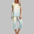 thumbnail image 2 of yievot Lounge Sets for Women Floral Printed Short Sleeve Shirts and Capri Pajamas Sets 2 Piece Sleepwear Loungewear, 2 of 5